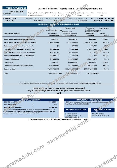 USA Cook Country Electronic Bill business utility bill download Word and PDF example